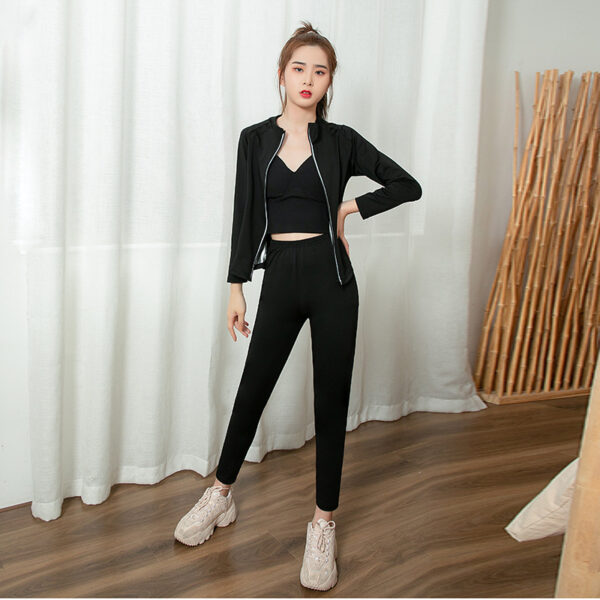 Sweat suit women's stand collar jacket sports yoga top long sleeve jacket reflective zipper training fitness clothes women - Image 4
