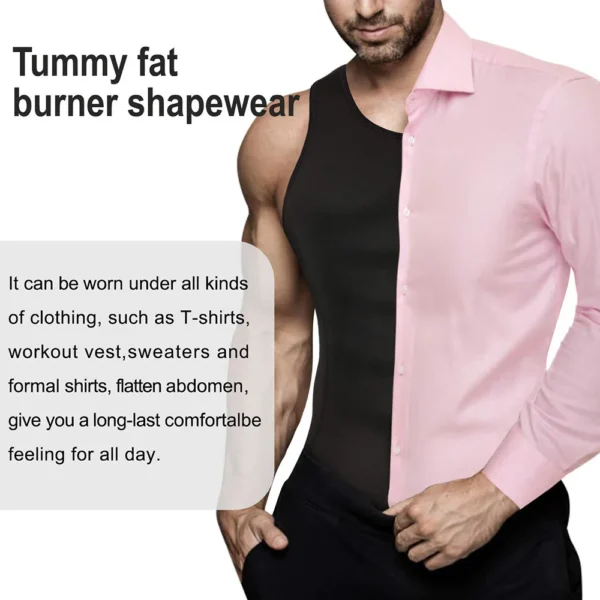 Men Neoprene Shapewear Tummy Control Girdle Corset Compression Shirt Tank Top Body Shaper with Zipper Slimming Undershirt - Image 5