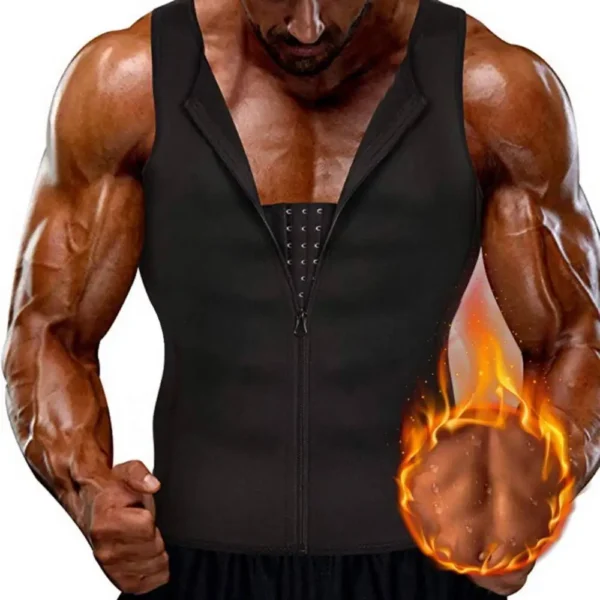 Men Neoprene Shapewear Tummy Control Girdle Corset Compression Shirt Tank Top Body Shaper with Zipper Slimming Undershirt