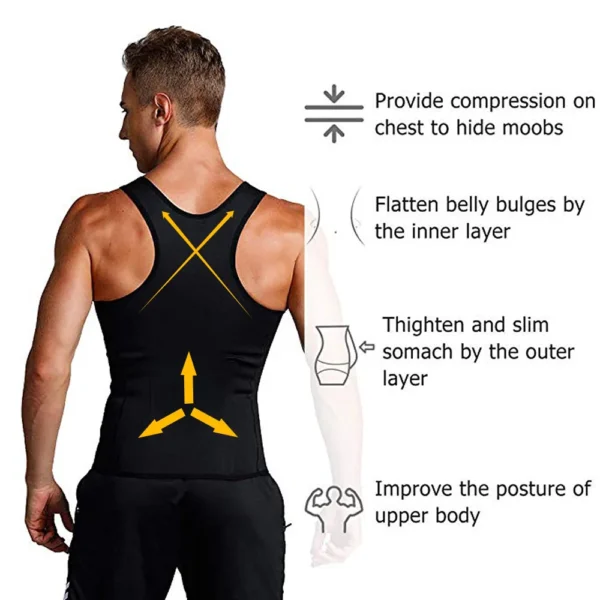 Men Neoprene Shapewear Tummy Control Girdle Corset Compression Shirt Tank Top Body Shaper with Zipper Slimming Undershirt - Image 4