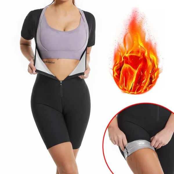 Neoprene Shaper Workout Top Women Short Sleeve Sweating Slimming Underwear Body Shaper Sportes Suit Shapewear