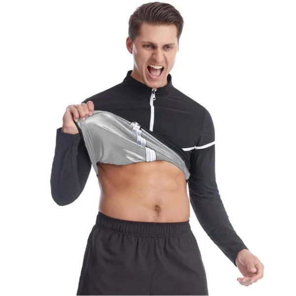 Men Long Sleeves Sauna Sweat Shirts Waist Trainer Body Shaper Zipper Tank Tops Hot Thermo Slimming Workout Weight Loss Suits - Image 2