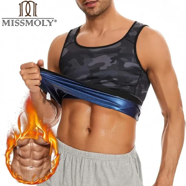 Camouflage Mens Body Shaper Sauna Suit Waist Trainer Weight Loss Workout Tank Tops Pullover Heat Trapping Sweat Enhancing Vest