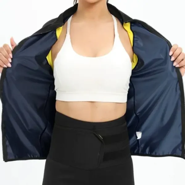 Women Sauna Jacket Slimming Sweat Sauna Suit Sauna Shirt Long Sleeve Zipper Gym Workout Tops Body Shaper Weight Loss Sportwear - Image 3