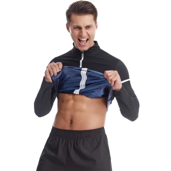 Men Long Sleeves Sauna Sweat Shirts Waist Trainer Body Shaper Zipper Tank Tops Hot Thermo Slimming Workout Weight Loss Suits - Image 3