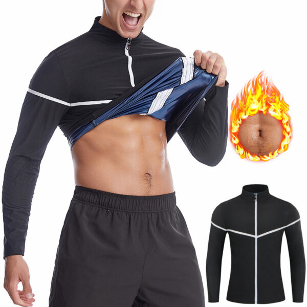 Men Long Sleeves Sauna Sweat Shirts Waist Trainer Body Shaper Zipper Tank Tops Hot Thermo Slimming Workout Weight Loss Suits
